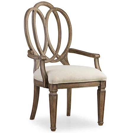 Arm Chair with Intersecting Open Oval Wood Back Design